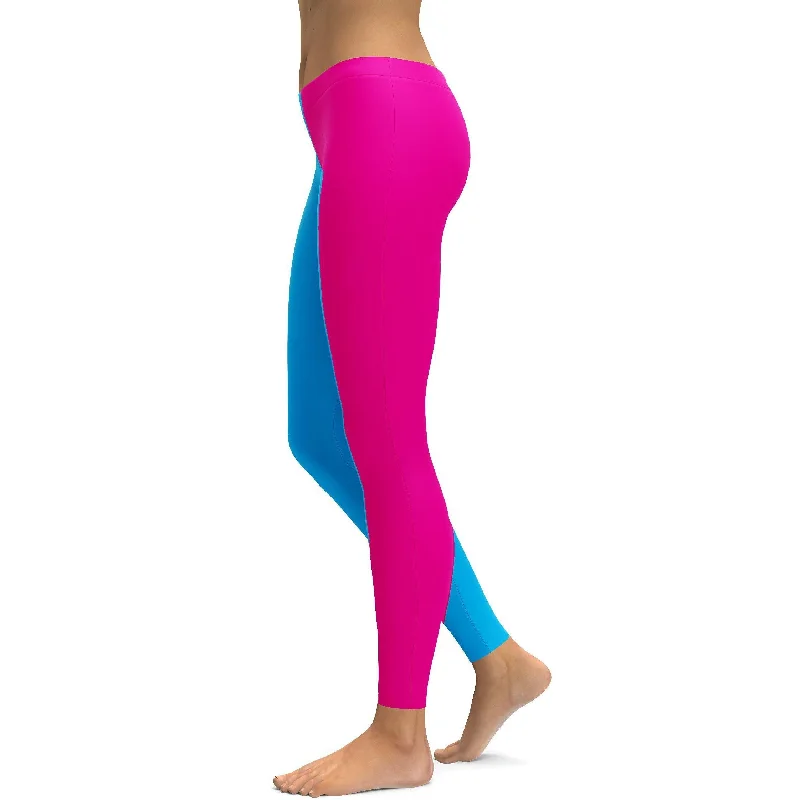 Two Tone Pink & Blue Leggings