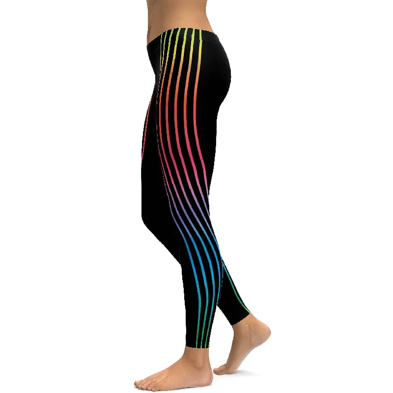 Vertical Neon Stripes Leggings