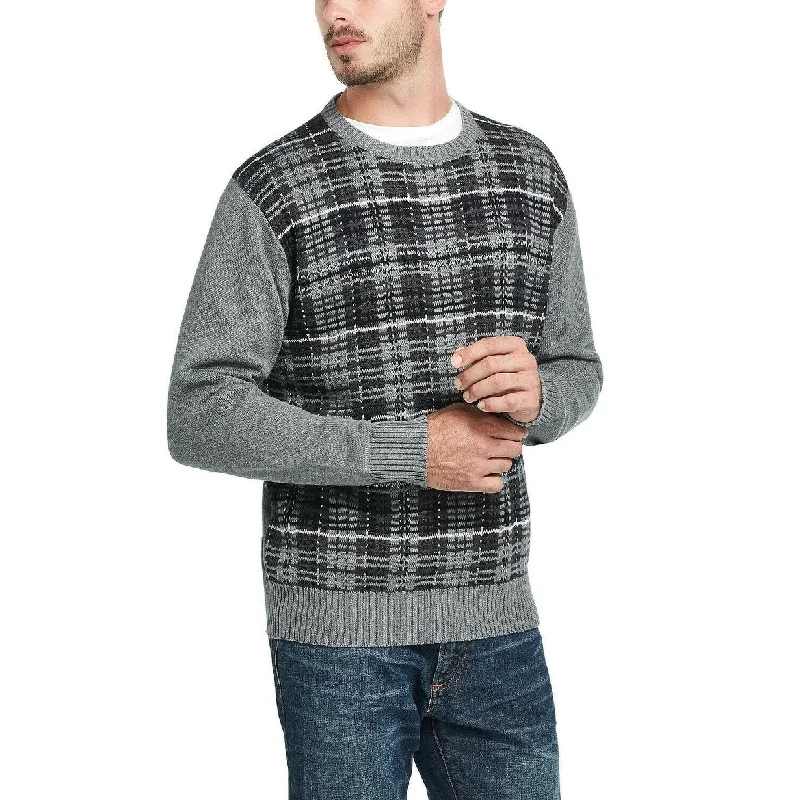 Weatherproof Men's Plaid Sweater Gray Size 3 Extra Large