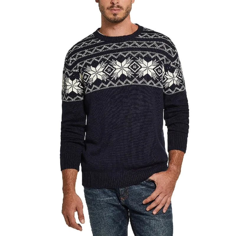 Weatherproof Men's Snowflake Pattern Sweater Navy Size Medium