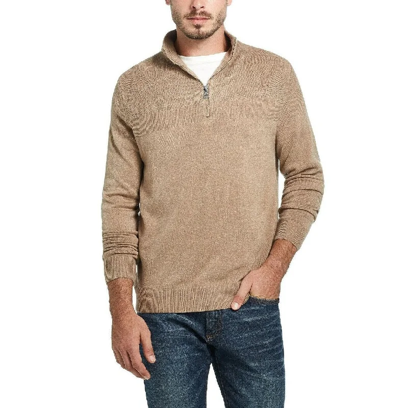 Weatherproof Men's Soft Touch Quarter-Zip Sweater Camel Size 2 Extra Large