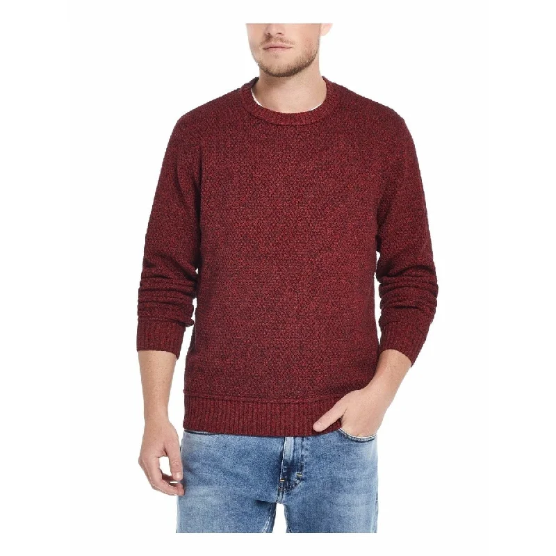 Weatherproof Men's Solid Mesh Stitch Sweater Red Size Extra Large